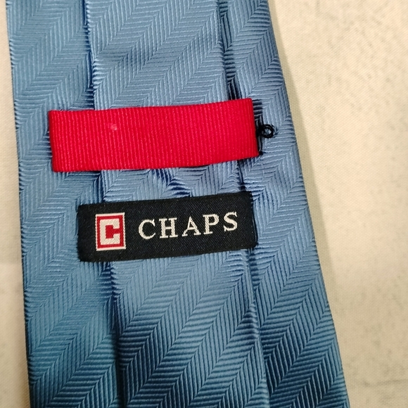 CHAPS Necktie Silk Light Blue Men's Tie Striped Textured Formal Classic Handmade - Picture 6 of 7